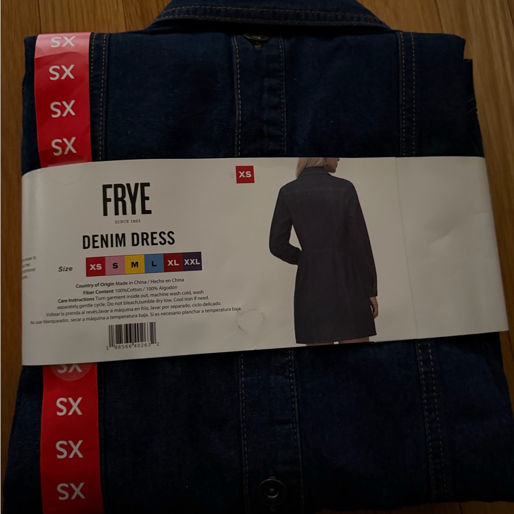 Frye Dark Denim Long Sleeve Dress XS/0-2 NWT - Picture 3 of 4
